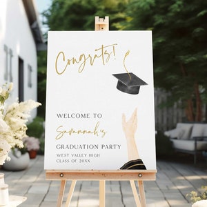 Graduation Celebration Welcome Sign, Minimalist Graduation Poster, Graduate Decor, Senior College Graduation party welcome sign Backdrop