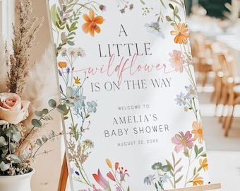 A Little Wildflower Welcome Sign, Baby Shower Welcome Sign Template, Wildflower On The Way Baby Shower Sign, Baby In Bloom Shower LWFB