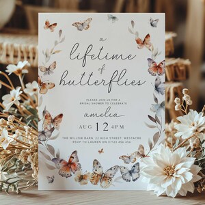 Lifetime of Butterflies Bridal Shower Invite, Editable Monarch Butterfly Bridal Shower Invitation, Summer Butterfly Bridal Shower Invite LOB