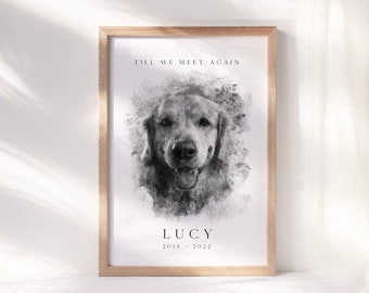 Watercolor Pet Portrait from Photo, Pet Memorial Watercolor Digital Portrait, Loss of Pet Gift, Custom Pet Portrait, Dog Watercolor Portrait