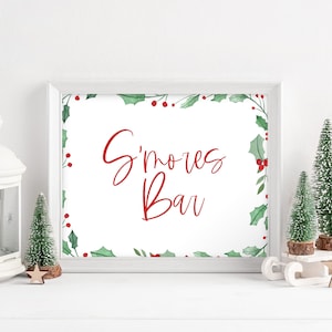 Smores Bar Sign, Christmas Party Sign, Printable Christmas Sign, Merry Christmas Sign, Christmas Food Sign, Printable Sign, Calligraphy