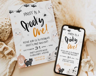 Spooky One Geburtstagseinladung Set, 1. Geburtstag einladen, Halloween Geburtstagseinladung, Spooktacular Birthday, Birthday Party, SO2