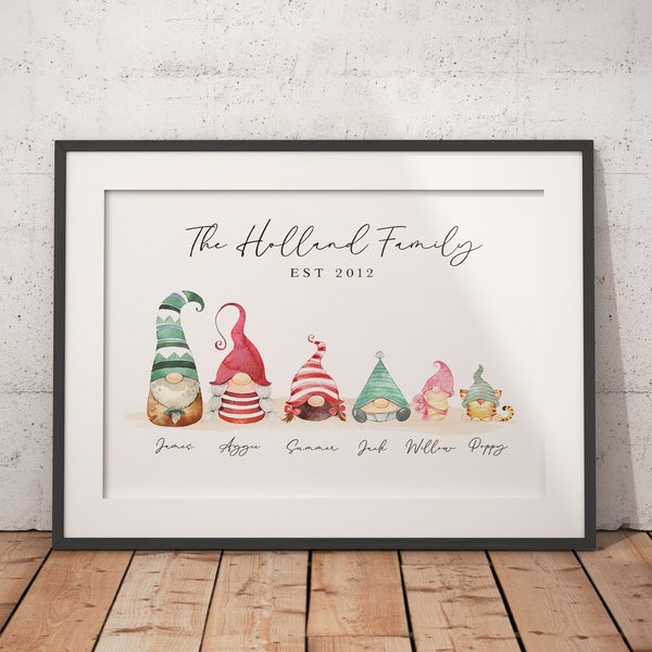 Personalised Gnome Family Printable Download, Gonk Family, Custom Mother's Day Gift, Personalized Portrait, Gnome Family Portrait, Mum, Mom