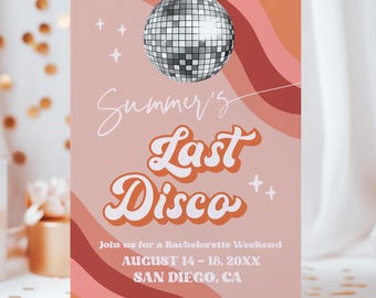 LIV Last Disco Bachelorette Party Invite, Retro Bachelorette Weekend Invite, Printable Download, Editable Invite, Hen Party Invite  GL8