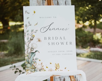 Wildflowers Bridal Shower Welcome Sign, Editable Boho Bridal Shower Welcome Sign, Floral Boho Editable Bridal Shower Welcome Sign