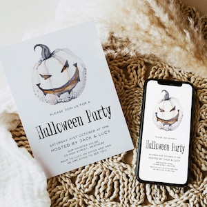 Editable Halloween Invitation, Printable Template, Halloween Invite, Halloween Mobile Invitation, Adult Halloween Party, Pumpkin H1