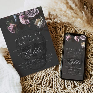 Death to my 20s Invite, Gothic 30th Birthday Invitation, Editable Template, Funeral 30th Birthday, Black 30th Birthday Invite, Digital