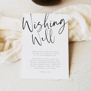POPPY | Calligraphy Wedding Wishing Well Template, Modern Wedding, Editable Wishing Well Template, Wedding Stationery, Printable, PK