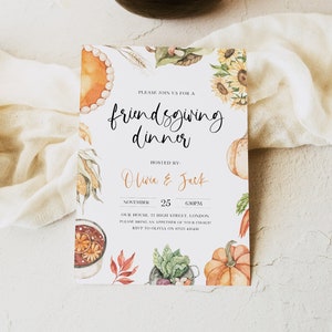 Friendsgiving Invitation, Friendsgiving Dinner Invite, Editable Invitation Template, Printable Invite, Thanksgiving Invitation, Fall TG1