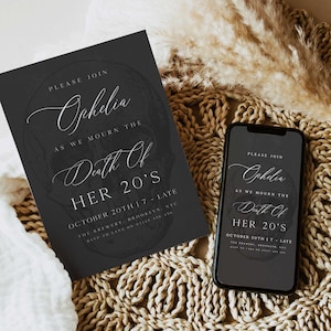 Death to Her 20s Invitation, RIP My Youth 30th Birthday Invitation, Editable Template, Funeral 30th Birthday, Black 30th Birthday Invite RIP
