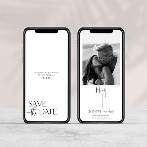 Minimalist Save the Date Phone Invite, Digital Save the Date Electronic Template, Save The Date Digital E-Vite, Instant Download, Text, HJ