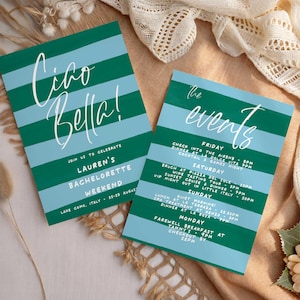Ciao Bella Bachelorette Invitation & Itinerary, Italian Summer Bachelorette Invite, Editable That&#39;s Amore Trip Bachelorette Invitation CB
