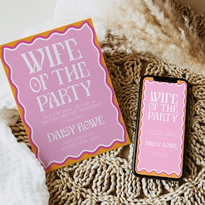 DAISY Pink Bachelorette Invitation + Itinerary, Bachelorette Party Invite, Bachelorette Weekend, Editable Template, Wife of the Party DS2