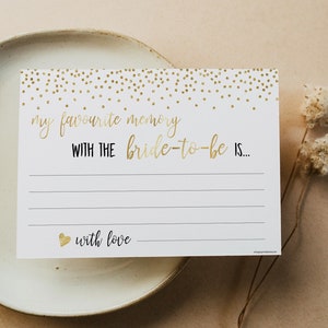 Favorite Memory with the Bride Printable, Brautparty Spiele, Brautparty Spiel, Brautparty Spiel, Andenken, Henne Party Spiele, Gold Konfetti, GC1