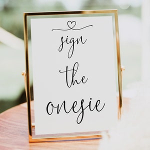 Minimalist Please Sign The Onesie, Sign The Onesie Baby Shower Sign, Baby Shower Games, Printable Baby Shower Game, Onesie Station Game M1