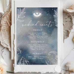 LUNA Celestial Itinerary Template, Witchy Bachelorette Itinerary, Hen Party Itinerary, Weekend Itinerary, Moon Zodiac Bachelorette, LL1