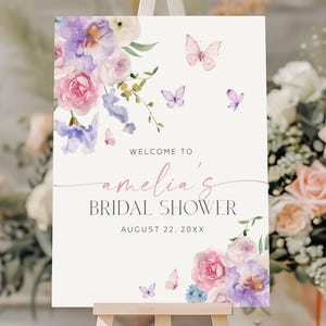 A Lifetime of Butterflies Bridal Shower Welcome Sign, Editable Floral Butterfly Bridal Sign, Summer Butterfly Bridal Shower Welcome Sign LOB