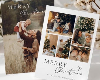 Elegante Weihnachtsfoto-Feiertagskartenvorlage, minimalistische Foto-Feiertagskarte, Familien-glücklichen Feiertagskarte, frohe Weihnachtskarte-Fotokarte