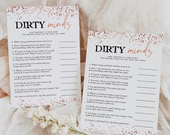 Bachelorette Party Game, Dirty Minds Riddle Game, Bachelorette Party Game, Rude Hen Party Game, Funny Bachelorette Games, Rose Gold RGC