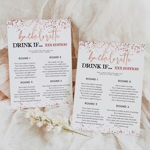 DIRTY Bachelorette Drink If Game, Rose Gold Bachelorette Party, Hen Party Games, Dirty Bachelorette Games, Drinking Games, Printable RGC