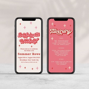 MAZZY Retro Bachelorette Party Invite, Digital Bachelorette Invitation, Mobile Invite, Retro 70s Bachelorette Invite, Weekend Invite MZ1