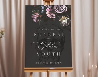 Funeral for her Youth 30th Birthday Welcome Sign, Death to her 20s 30th Birthday Party, Editable Template, Gothic 30th Birthday Decor, RIP