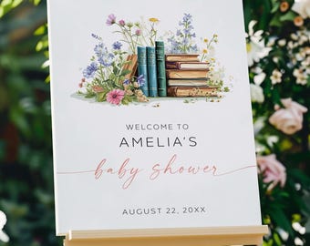 Watercolour Storybook Baby Shower Welcome Sign, A New Chapter Begins Baby Shower ANC