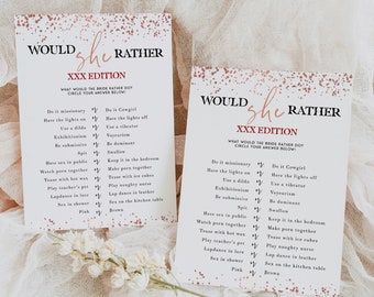 DIRTY Bachelorette Party Game, Editable Would She Rather, Rude Hen Party Games, Bachelorette Party Games Printable, Bachelorette Games, RGC