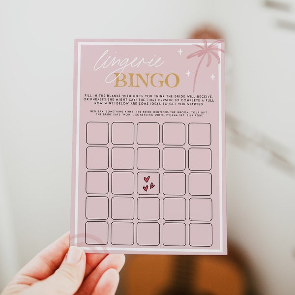 Lingerie Bingo Printable Game, Bachelorette Party Games Printable, Palm Springs Bachelorette, California, Fun Bachelorette Games, Pm2