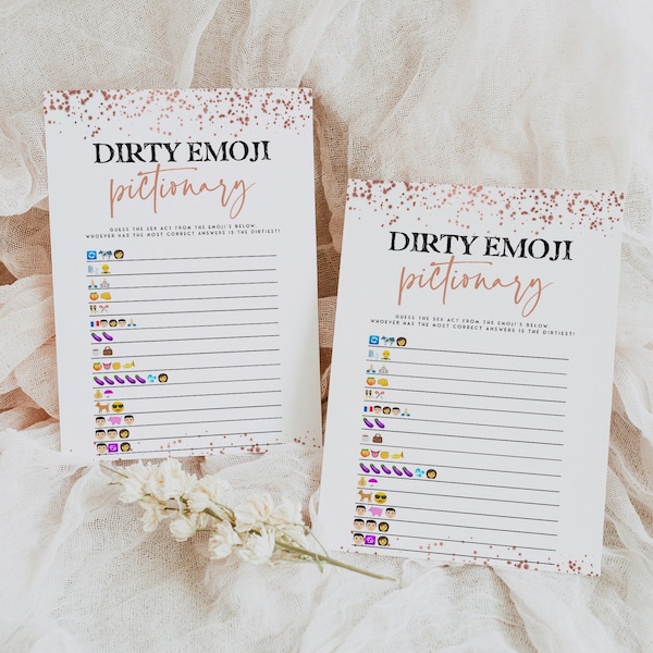 Rose Gold Bachelorette Game, Dirty Emoji Pictionary, Rude Hen Party Games, Dirty Bachelorette Game, Printable Games, Hen Do Games, Ideas RGC