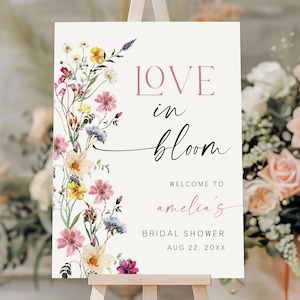 Wildflower Love In Bloom Bridal Shower Welcome Sign, Welcome Sign, Bloom Wedding Shower Welcome Sign, Printable Bridal Shower Decor LINB
