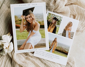 Modern Graduation Invitation Template, Editable Download, Senior Graduation Announcement, Photo Graduation Card, Graduation Card Template
