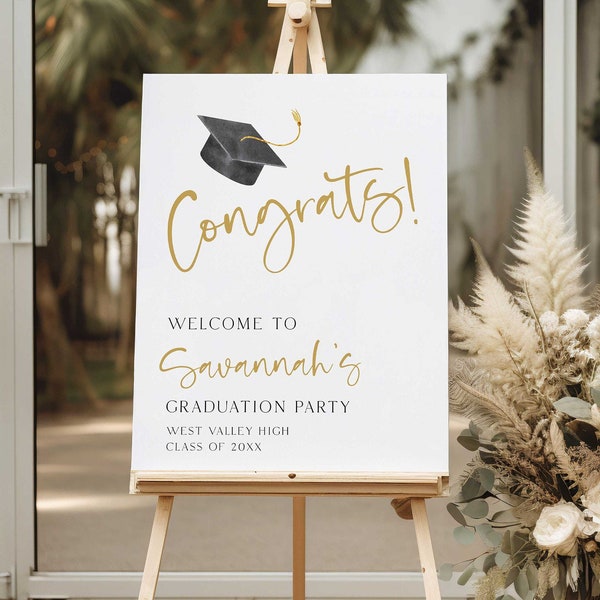 Graduation Celebration Welcome Sign, Minimalist Graduation Poster, Graduate Decor, Senior College Graduation party welcome sign Backdrop