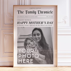 STAMPATO + SPEDITO Stampa di giornale personalizzata per la festa della mamma, stampa personalizzata per appartamento, regalo personalizzato per la festa della mamma, giornale Best Mom