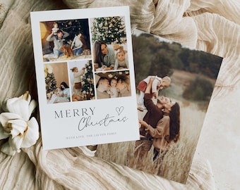 Elegant Christmas Photo Holiday Card Template, Minimalist Photo Holiday Card, Family Happy Holiday Card, Merry Christmas Card Photo Card