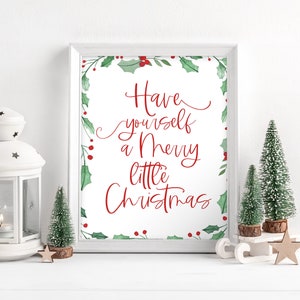 Merry Little Christmas Sign, Christmas Decor, Printable Christmas Wall Print, Merry Christmas Sign, Christmas Party Sign, Christmas Wall Art