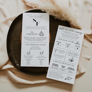 SKYE | Modern Wedding Program Template, Infographic Editable Wedding Program, Minimalist Wedding Program, Printable Wedding Program,