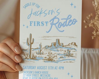 My First Rodeo Birthday Invitation Cowboy First Birthday Invitation Template First Rodeo Invitation Boys Western Birthday Invite FR1