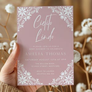 Cielito Lindo Invitation, Cielito Lindo Pink Baby Shower Invite Mexican Baby Shower Invitation Papel Picado Invite Talavera Baby Shower CL
