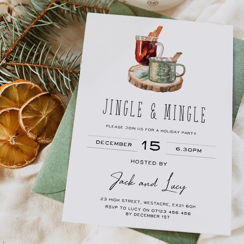 Jingle and Mingle Invitation Template Christmas Party - Etsy