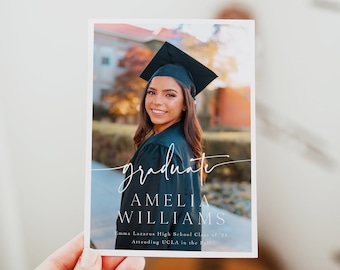 Graduation Announcement Card Template, Senior Graduation Announcement, Graduation Invite, Photo Graduation Card, Modern Minimalist