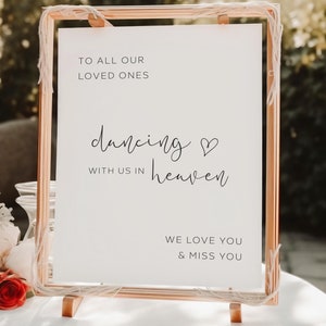 In Memory Table Sign, Wedding Memorial Sign, To Our Loved Ones Who Are Dancing With Us In Heaven Sign Editable Template 5x7&quot; 8x10&quot;
