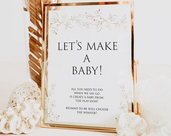 Gold Floral Baby Shower, Lets Make A Baby Game, Printable Baby Games, Make A Baby Game, Fun Baby Shower Games, Fun Baby Shower Games, GL1