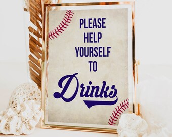 Baseball Drink Baby Shower Signs, Drink Baby Shower Sign, Printable Baby Signs, Baby Shower,Little Slugger Baby Sign, Baby Shower Sign BB15