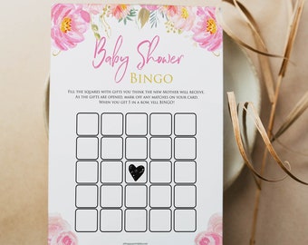 Blush Floral Baby Shower, Baby Bingo Game, Printable Baby Shower Games, Baby Shower Bingo, Floral Baby Shower, Floral Baby Games, BF1
