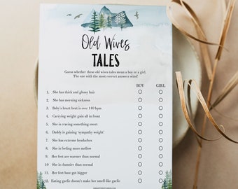 Old Wives Tale Game, Printable Baby Shower Games, Adventure Awaits Baby Shower Games, Baby Old Wives Tale Game, Baby Shower Games, A1