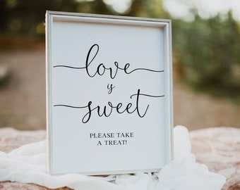 Love is Sweet Take A Treat Sign, Bridal Shower Decor, Minimalist Bridal, Wedding Table Signs, Favours Printable Sign, Love is Sweet Print M2