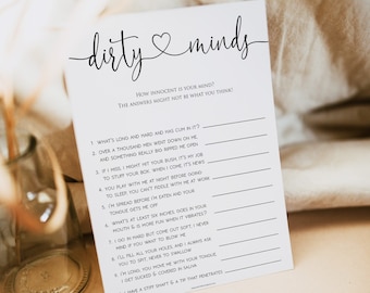 DIRTY Minds Bachelorette Game, Hen Party Games, Bachelorette Game Imprimable, Rude Bachelorette Games, Fun Party Games, Hen Do Games, M2