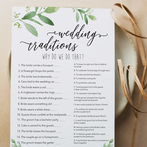 Bridal Shower Games Why Do We Do That Wedding Traditions Etsy