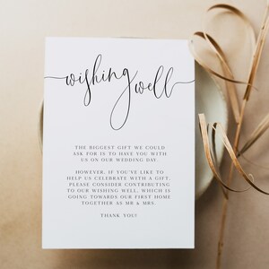 ALLEGRA | Calligraphy Wishing Well Template,  Editable Template, Wishing Well Card, Modern Minimal Wedding, Wishing Well Printable Card, AL